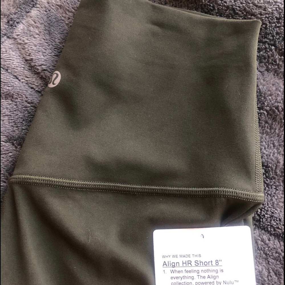 Lululemon Align shorts 8” size 4 dark olive
